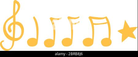 note musicali imposta icone isolate Illustrazione Vettoriale