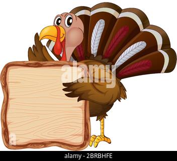 Modello di bordo con carino tacchino su sfondo bianco illustrazione Illustrazione Vettoriale