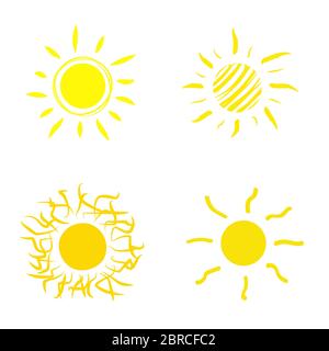 Piatto icona sun. Pittogramma di sun. Vettore alla moda estate simbolo. Illustrazione Vettoriale