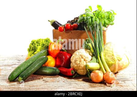 Verdure, fotografia alimentare, studo shot, sfondo bianco, Germania Foto Stock