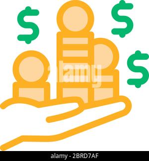 pile di monete d'oro icona vettore contorno illustrazione Illustrazione Vettoriale
