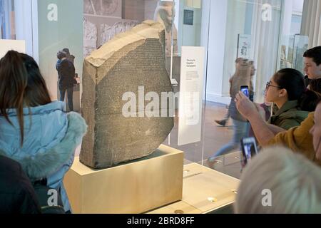 Rosetta Stone al British Museum Foto Stock