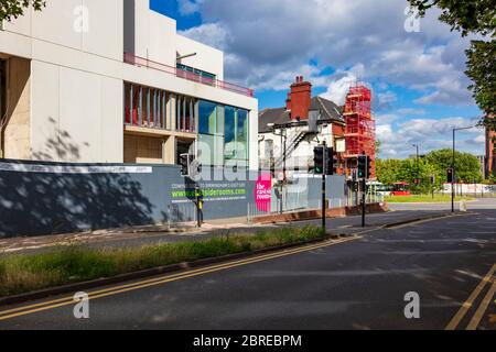 Un cartellone pubblicitario,per un nuovo sviluppo di una conferenza e degli eventi, la Eastside Camere, Woodcock Street, Birmingham Foto Stock