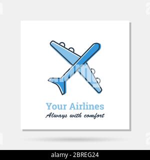 Vector semplice logo aziendale per le compagnie aeree che viaggiano in aereo Illustrazione Vettoriale