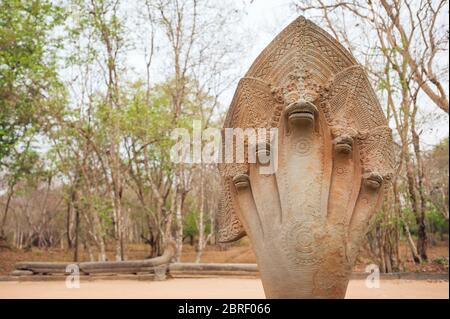 Cinque serpenti a testa a Beng Mealea. Angkor, Patrimonio dell'Umanità dell'UNESCO, provincia di Siem Reap, Cambogia, Sud-est asiatico Foto Stock