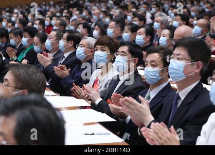 Pechino, Cina. 21 Maggio 2020. La terza sessione del 13° Comitato Nazionale della Conferenza politica consultiva del popolo cinese (CPPCC) si apre alla Grande Sala del Popolo di Pechino, capitale della Cina, il 21 maggio 2020. Credit: JU Peng/Xinhua/Alamy Live News Foto Stock