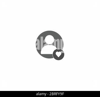 Cuore della persona. Icona Preferiti utente. Icona vettore piatto, aggiunta ai preferiti. Illustrazione Vettoriale