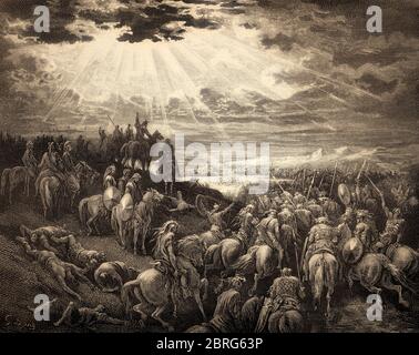 Giosuè che comanda il Sole di stare fermo, Antico Testamento, di Gustave Doré, 1863 Foto Stock