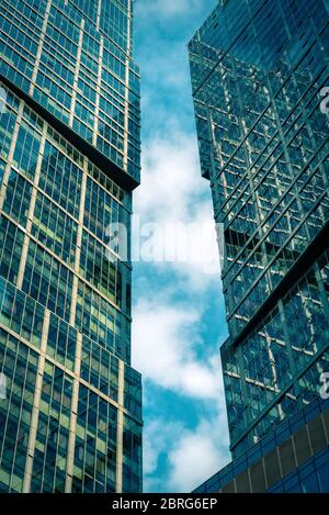 Mosca, Russia - 10 settembre 2017: Grattacieli della città di Mosca nel giorno d'estate. Moscow-City (Moscow International Business Center) è un moderno centro commerciale Foto Stock