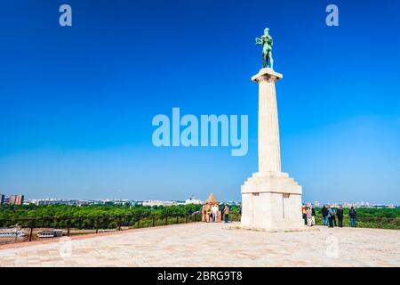 Pobednik o Victor è un monumento della vittoria nella fortezza di Belgrado commemorare la vittoria della Serbia sull'Impero Ottomano durante le guerre dei Balcani e il primo Wa mondiale Foto Stock