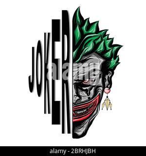 joker sorride viso vettore Illustrazione Vettoriale