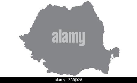 Mappa Romania con tonalità di grigio su sfondo bianco,illustrazione,testurizzata , simboli di Romania,per la pubblicità,promuovere, TV commerciale, annunci, web design, m Foto Stock