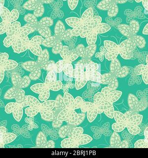 farfalle verdi menta modello vettoriale senza giunture Illustrazione Vettoriale