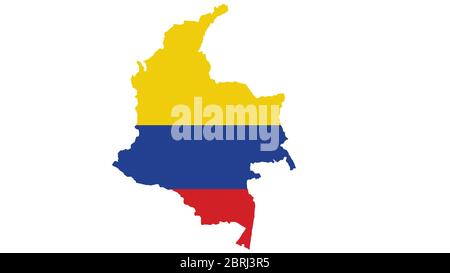 Colombia mappa con trama bandiera su sfondo bianco, illustrazione,textured , simboli della Colombia,per la pubblicità,promuovere, TV commerciale, annunci, web des Foto Stock