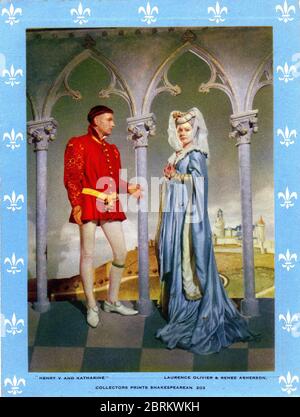 LAURENCE OLIVIER e RENEE ASHERSON in HENRY V 1944 il regista LAURENCE OLIVIER suonano la musica William Shakespeare William Walton Two Cities Films / Eagle - Lion Distributors Ltd Foto Stock