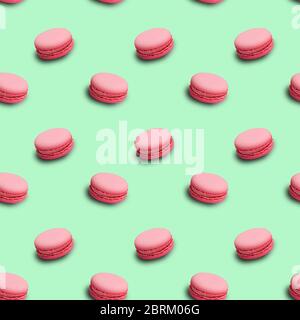 Colore pastello motivo senza cuciture con macaron rosa francese su sfondo menta Foto Stock