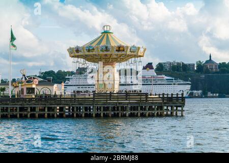 Grona Lund parco divertimenti a Djurgarden in estate vuoto Foto Stock