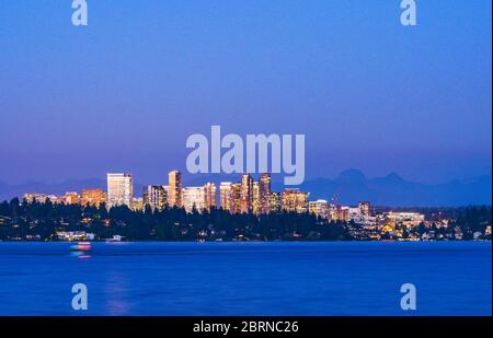 bellevue City scape di notte, Washington, usa. Foto Stock