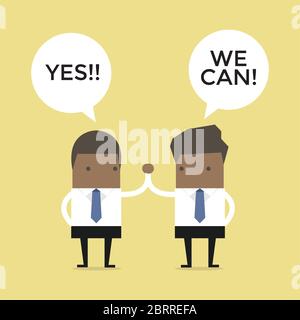 Due uomini d'affari africani che si danno a vicenda un alto cinque. Illustrazione Vettoriale