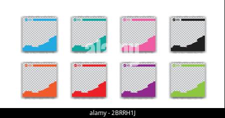 colorati modelli di post-design dei social media Illustrazione Vettoriale