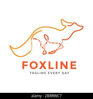 Modello di design con logo Fox line Illustrazione Vettoriale