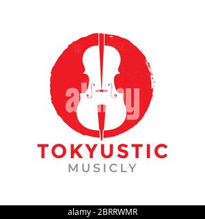 Design del logo della musica giapponese Illustrazione Vettoriale