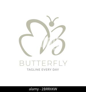 Design con logo a farfalla Letter B. Illustrazione Vettoriale