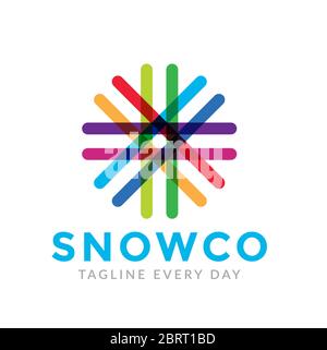 Modello astratto di disegno del logo di fiocco di neve Illustrazione Vettoriale