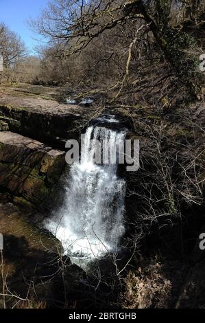 Sgwd Clun Gwyn Uchaf, vicino a Ystradfellte. Foto Stock