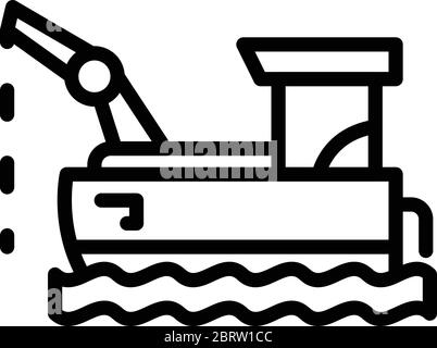 Icona di fattoria di pesce galleggiante, stile di contorno Illustrazione Vettoriale