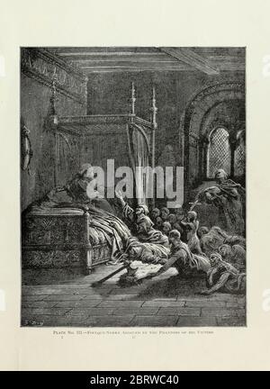 Piatto III Foulque-Nerra assalito dai fantasmi delle sue vittime [Fulk III, Il Nero (970–1040) fu un primo Conte di Angiò che fece quattro pellegrinaggi a Gerusalemme durante il corso della sua vita]. Dal libro Storia delle crociate. Con una magnifica galleria di cento incisioni a pagina intera dell'artista di fama mondiale, Gustave Doré [Gustave Dore] di Boyd, James P. (James Penny), 1836-1910. Pubblicato a Philadelphia 1892 Foto Stock