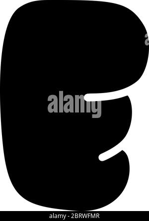 Logo moderno con lettera E. Dolce cielo inglese mano disegnata isolato alfabeto grassetto. Carattere di visualizzazione della scrittura a mano. Lettera maiuscola Illustrazione Vettoriale