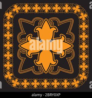 L'elemento decorativo è un giglio cavaliere su sfondo nero isolato. Immagine vettoriale Illustrazione Vettoriale