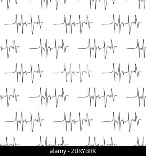 Schema senza cuciture ottenuto dagli elettrocardiogrammi. Isolato su sfondo bianco. Illustrazione del vettore. Illustrazione Vettoriale