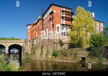 Regno Unito, South Yorkshire, Sheffield, Crown Plaza Royal Victoria Hotel e il fiume Don Foto Stock