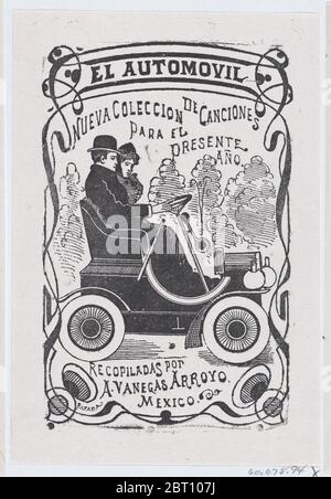 Una coppia seduta in un'automobile, illustrazione per ' El Autom& xf3;il,' pubblicò da Antonio Vanegas Arroyo, ca. 1880-1910. Foto Stock