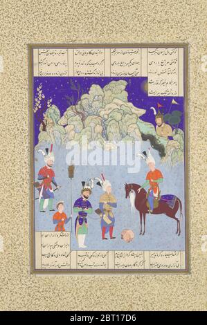 Cesare Captive prima di Shapur II, Folio 543r dal Shahnama (Libro dei Re) di Shah Tahmasp, 1530-35. Foto Stock