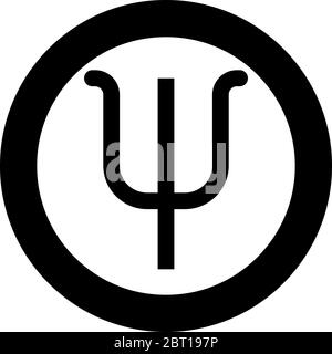 Psi simbolo greco icona carattere minuscolo in cerchio rotondo colore nero illustrazione vettore stile piatto immagine semplice Illustrazione Vettoriale