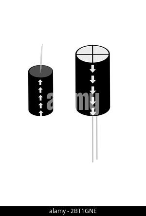 Componenti elettronici modello condensatore elettrolitico per testo. Illustrazione Vettoriale