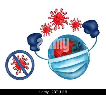 Illustrazione di una maschera protettiva contro virus, coronavirus, infezioni e batteri. Protezione delle malattie per il sistema respiratorio umano. Disegno Foto Stock