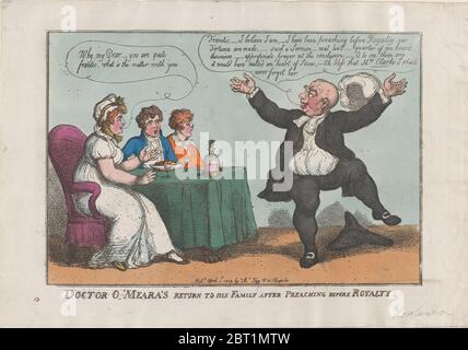 Il ritorno del dottor o'Meara alla sua Famiglia dopo la predicazione prima della regalità, 1 aprile 1809. Foto Stock