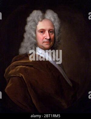 Edmond Halley (o Edmund Halley - 1656-1742), ritratto di Richard Phillips, olio su tela, c.1722. Foto Stock