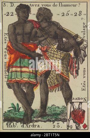 Hab.t d'Ardra da Playing Cards (per Quartetti) 'Costumes des Peuples & n°xc9;trangers', 1700-1799. Foto Stock