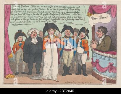 Saluto della signora Clarke al suo pubblico. Tailpiece, 1 aprile 1809. Foto Stock