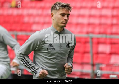 Copenaghen, Danimarca. 22 maggio 2020. Guillermo Varela del FC Copenhagen si sta riscaldando per la partita di allenamento tra FC Copenhagen e OB a Telia Parken. Dalla prossima settimana la Superliga danese si riavvierà ma senza tifosi sugli stadi a causa dello scoppio del virus Corona. (Photo Credit: Gonzales Photo/Alamy Live News Foto Stock