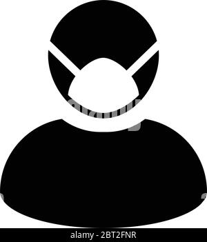 Icona maschera chirurgica vettore persona profilo uomo simbolo avatar maschile per la protezione medica e sanitaria in un pittogramma Gglyph Illustrazione Vettoriale