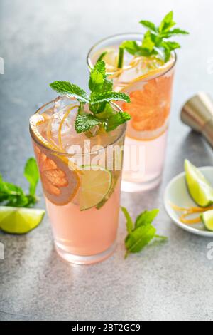 Pompelmo e mojito di lime Foto Stock