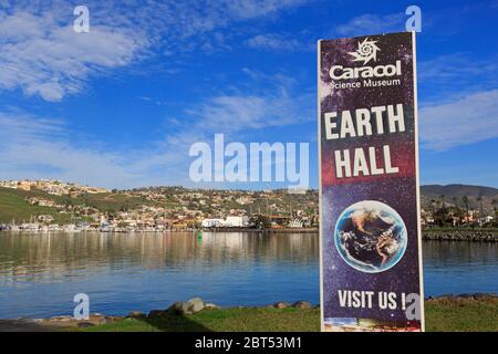 Segno per Caracol Science Museum, Ensenada City, Baja California, Messico Foto Stock