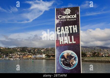 Segno per Caracol Science Museum, Ensenada City, Baja California, Messico Foto Stock