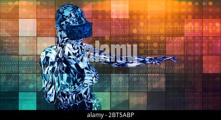 Futuristic Virtual Reality background o VR AR XR Concept Foto Stock